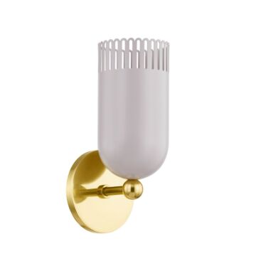 Liba One Light Wall Sconce in Aged BrassSoft Peignoir by Mitzi
