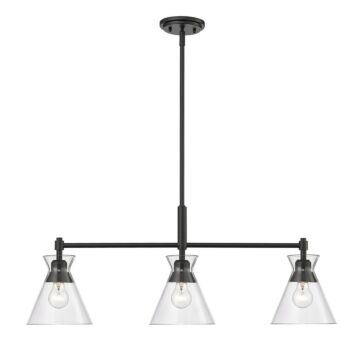 Malta Three Light Linear Pendant in Matte Black by Golden