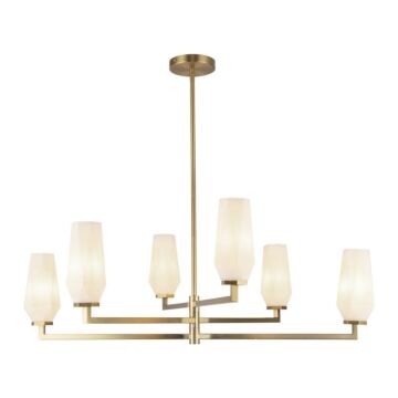 Krysta Six Light Chandelier in Brushed Gold Opal Glass by Alora