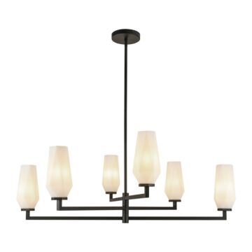 Krysta Six Light Chandelier in Matte Black Opal Glass by Alora