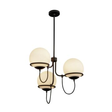 Alba Three Light Chandelier in Matte Black Opal Glass by Alora