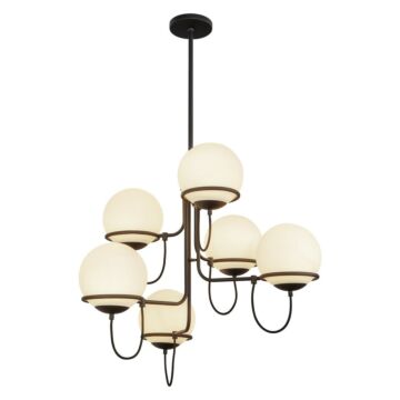 Alba Six Light Chandelier in Matte Black Opal Glass by Alora