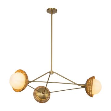 Perth Three Light Chandelier in Brushed Gold Opal Glass by Alora