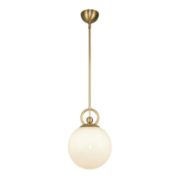 Fiore One Light Pendant in Brushed Gold Glossy Opal Glass by Alora