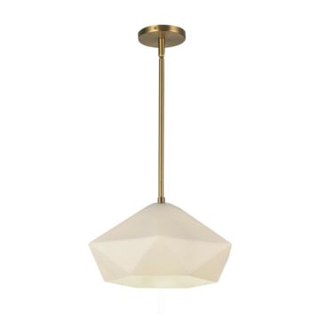 Krysta One Light Pendant in Brushed Gold Opal Glass by Alora