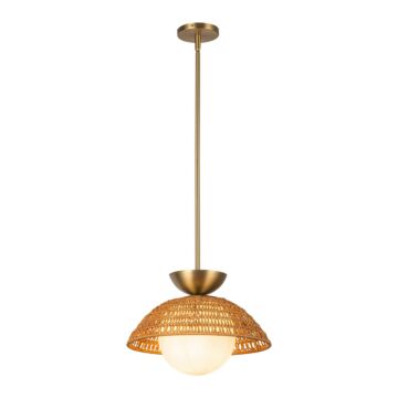 Perth One Light Pendant in Brushed Gold Opal Glass by Alora