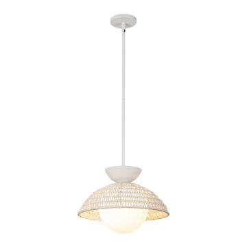 Perth One Light Pendant in White Opal Glass by Alora
