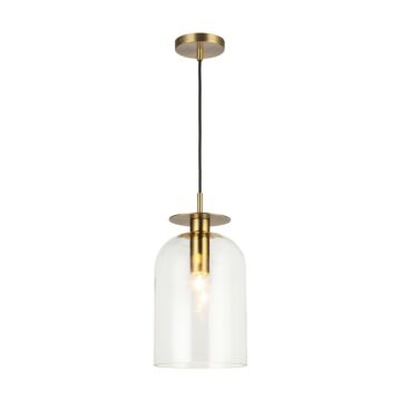 Sylvia One Light Pendant in Brushed Gold Clear Glass by Alora