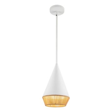 Daphne One Light Pendant in White Brown Cotton Rope by Alora