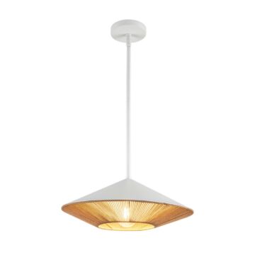 Daphne One Light Pendant in White Brown Cotton Rope by Alora