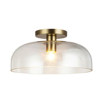 Sylvia One Light Semi Flush Mount in Brushed Gold Clear Glass by Alora