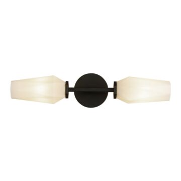 Krysta Two Light Wall Vanity in Matte Black Opal Glass by Alora