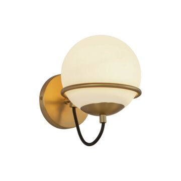 Alba One Light Wall Vanity in Aged Brass Opal Glass by Alora