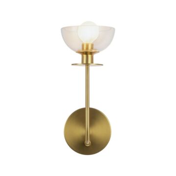 Sylvia One Light Wall Vanity in Brushed Gold Clear Glass by Alora