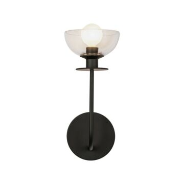 Sylvia One Light Wall Vanity in Matte Black Clear Glass by Alora