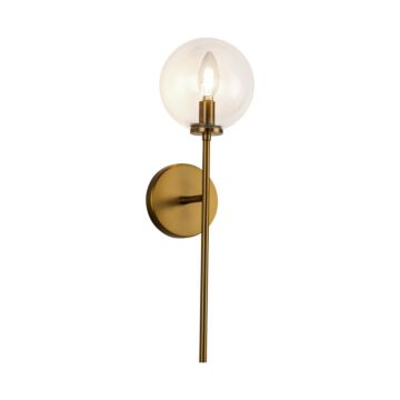 Cassia One Light Wall Vanity in Aged Brass Clear Glass by Alora