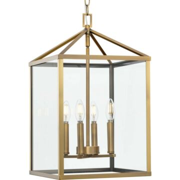 Hillcrest 4-Light Foyer Pendant in Vintage Brass