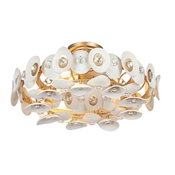 Niu Three Light Semi Flush Mount in Fawn Gold by Metropolitan