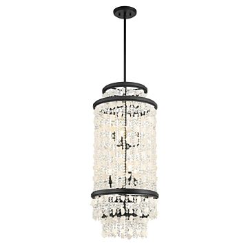 Shimmering Elegance Six Light Foyer Pendant in Sand Coal by MinkaLavery