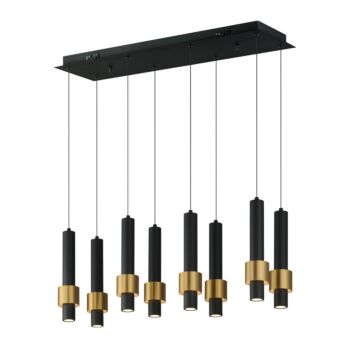 Reveal LED Linear Pendant in Black  Gold by ET2