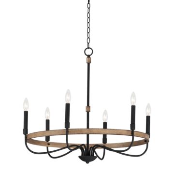 Franklin Six Light Chandelier in Driftwood   Black by Maxim