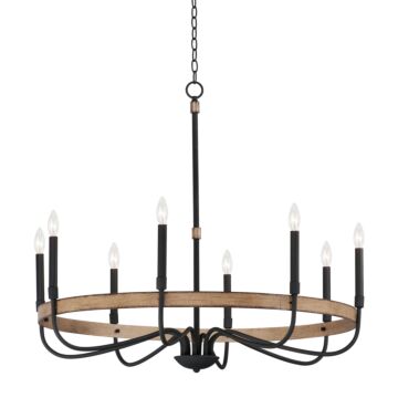 Franklin Eight Light Chandelier in Driftwood   Black by Maxim