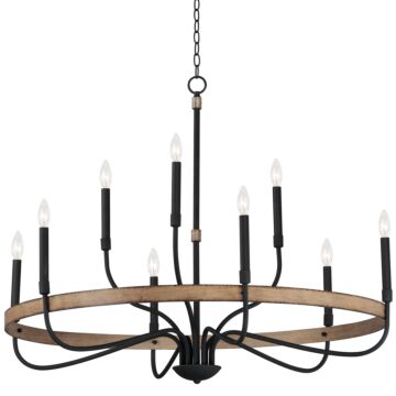 Franklin Nine Light Chandelier in Driftwood   Black by Maxim