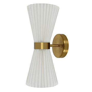 Amore 2-Light Wall Bracket in Brass with White
