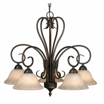 Homestead RBZ Five Light Chandelier in Rubbed Bronze by Golden