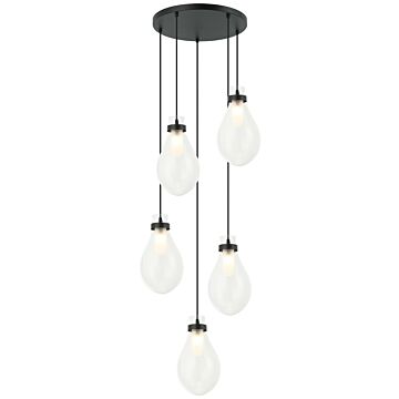 Seranna Five Light Pendant in Matte Black by Matteo Lighting