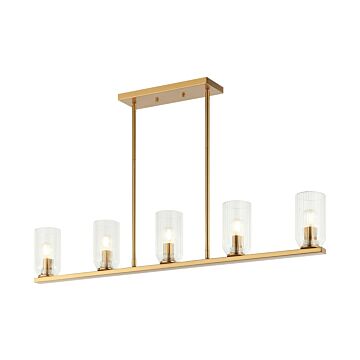 Westlock Five Light Pendant in Aged Gold Brass by Matteo Lighting