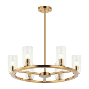Westlock Six Light Pendant in Aged Gold Brass by Matteo Lighting