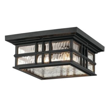 Beacon Square Two Light Outdoor Ceiling Mount in Textured Black by Kichler