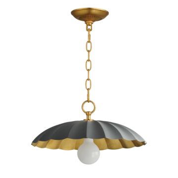 Primrose One Light Pendant in Dark Grey   Gold Leaf by Maxim