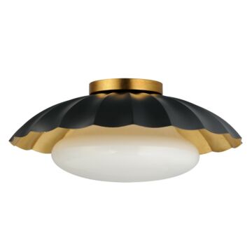 Primrose One Light Flush Mount in Black   Gold Leaf by Maxim