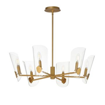 Armory Six Light Chandelier in Natural Aged Brass by Maxim