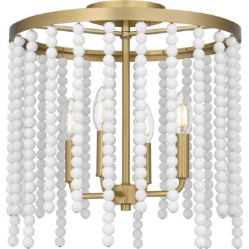 Apelle Four Light Semi Flush Mount in Aged Brass by Quoizel