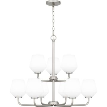 Nielson Nine Light Chandelier in Brushed Nickel by Quoizel