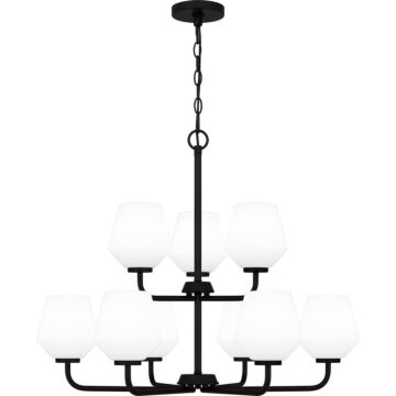 Nielson Nine Light Chandelier in Matte Black by Quoizel