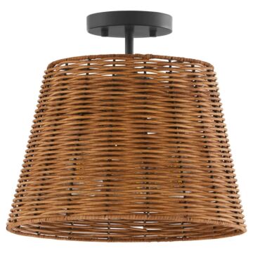 Wicker Three Light Semi Flush Mount in Matte Black by Quorum International