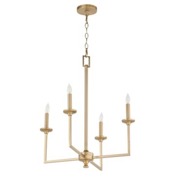 Eldorado Four Light Chandelier in Aged Brass by Quorum International