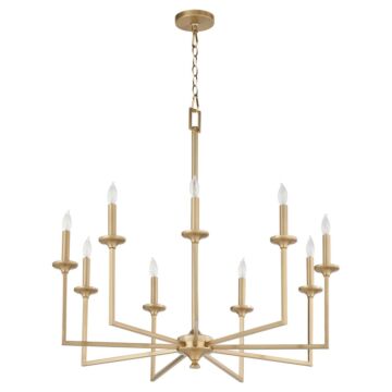 Eldorado Nine Light Chandelier in Aged Brass by Quorum International