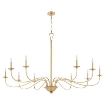 Maryse Ten Light Chandelier in Aged Brass by Quorum International