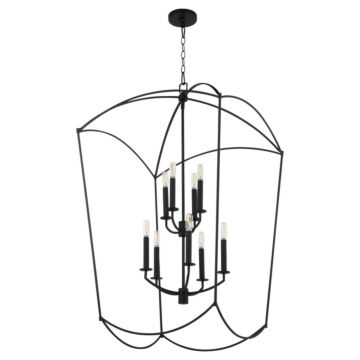 Mantle Nine Light Entry in Matte Black by Quorum International