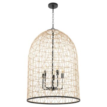 Rattan Five Light Pendant in Matte Black by Quorum International