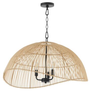 Rattan Three Light Pendant in Matte Black by Quorum International