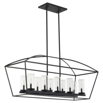 Odeon Ten Light Linear Chandelier in Matte Black by Quorum International