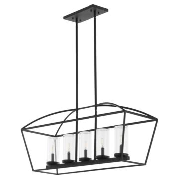 Odeon Five Light Linear Chandelier in Matte Black by Quorum International