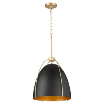 Jamie Three Light Pendant in Matte Black  Aged Brass by Quorum International