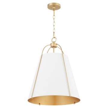 Jamie Three Light Pendant in Studio White  Aged Brass by Quorum International
